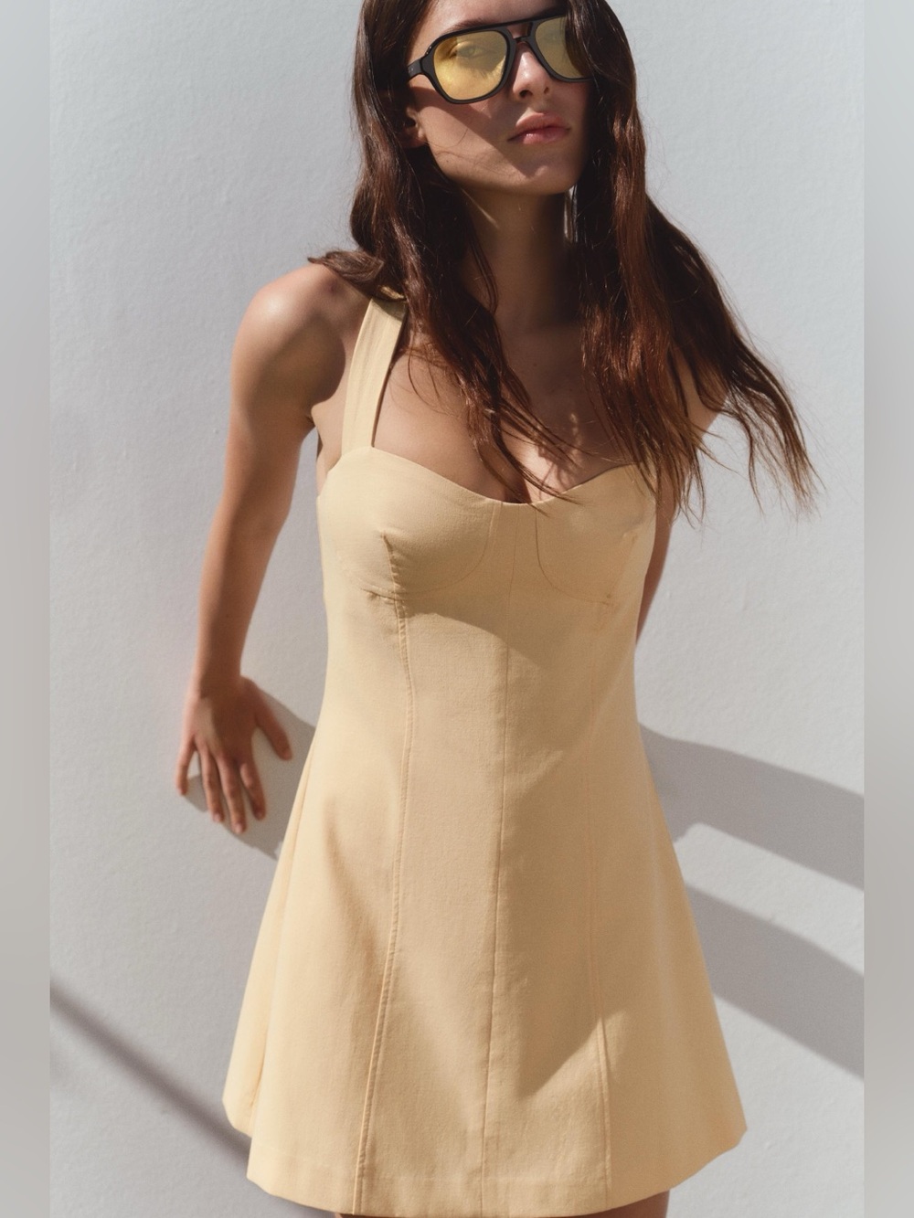 ZARA • NWT halter mini dress butter yellow - Medium - Picture 1 of 9